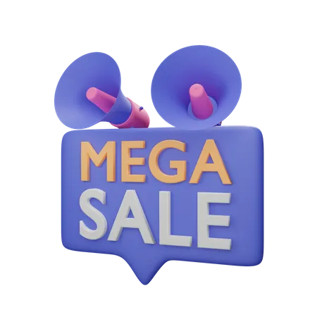 Mega Sale Announcement 3D Illustration