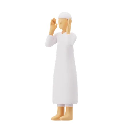 Muslim men praying 3D Illustration