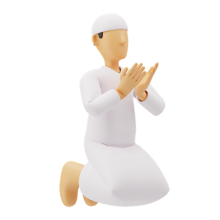 Muslim men sit praying 3D Illustration