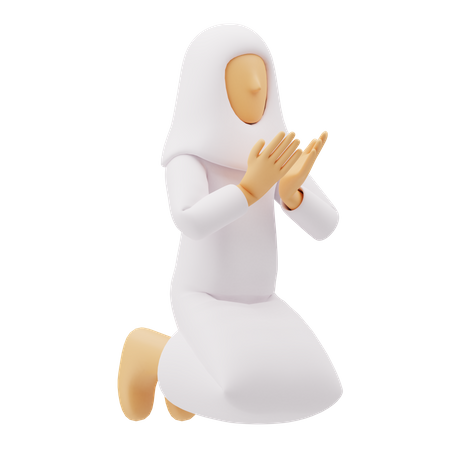 Muslim women sit praying 3D Illustration