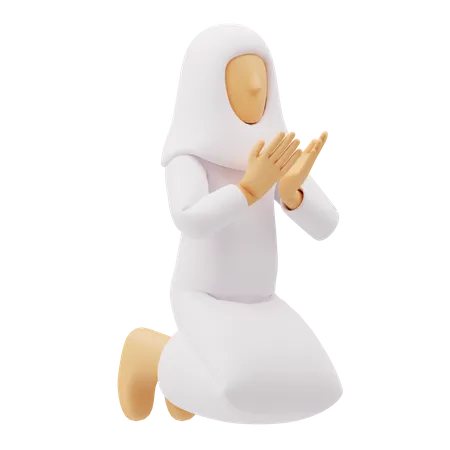 Muslim women sit praying 3D Illustration