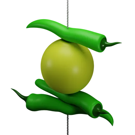 Nimbu mirchi 3D Illustration