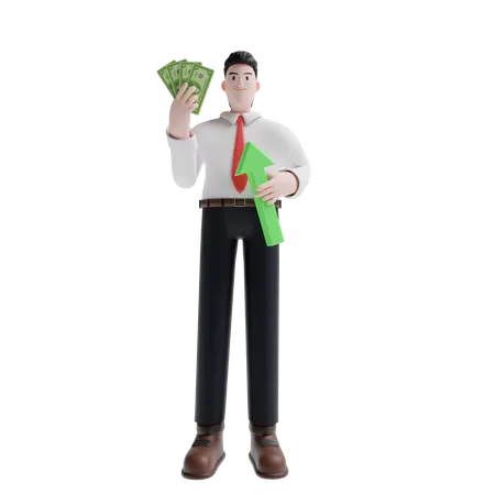 Person holding currency 3D Illustration