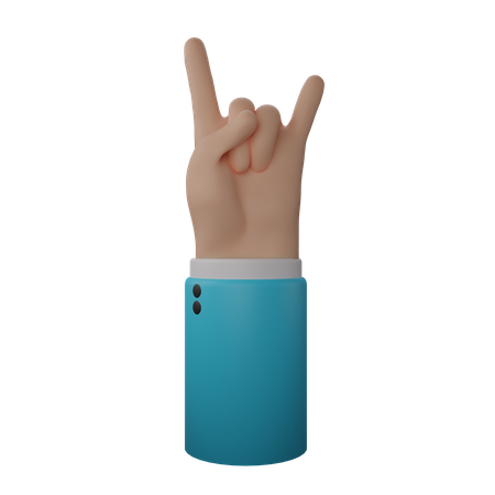 Rock N’ Roll Hand Sign 3D Illustration