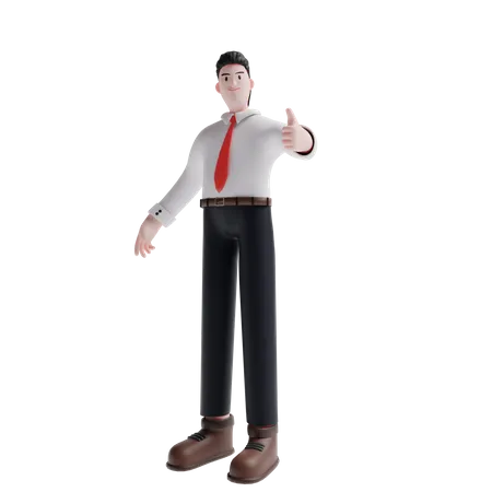 Sales person showing thumbs up 3D Illustration