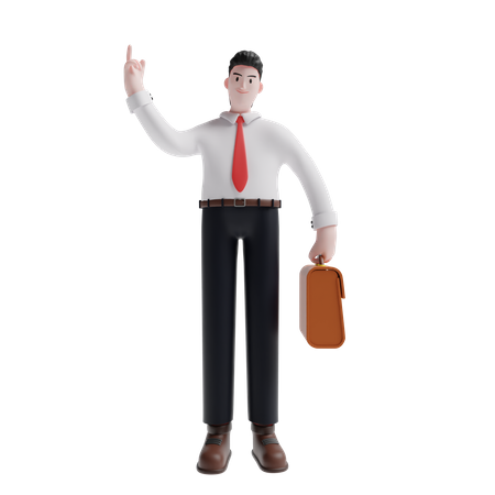 Salesman holding briefcase 3D Illustration