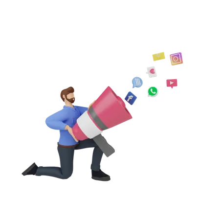 Social media marketing 3D Illustration
