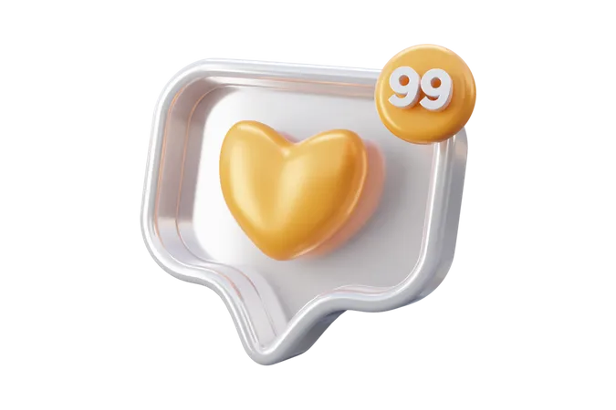 Social media white love emoji 3D Icon