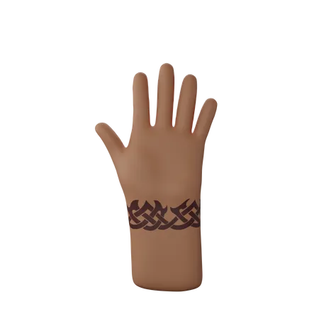 Stop hand gesture with tattoo on hand 3D Illustration