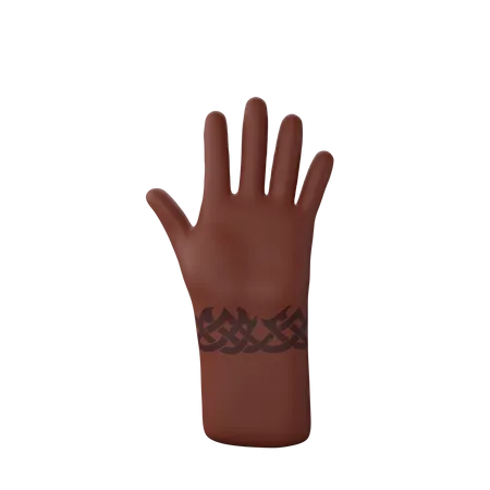 Stop hand gesture with tattoo on hand 3D Illustration