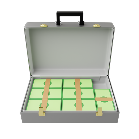 Suitcase With Cash 3D Illustration