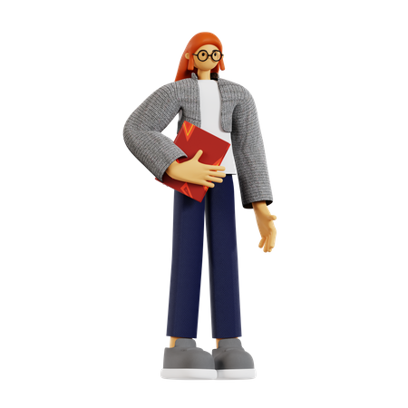 Teacher holding book 3D Illustration