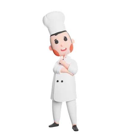Thoughtful chef 3D Illustration
