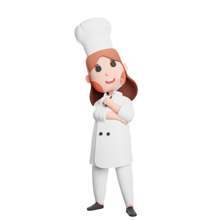Thoughtful chef 3D Illustration