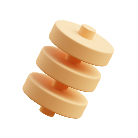 Tri Cylinders On Stick 3D Illustration