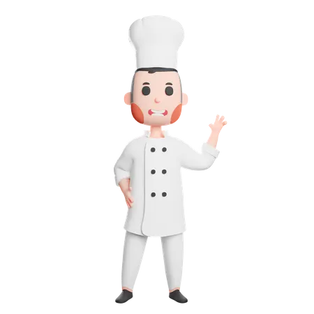 Young chef waving his hand 3D Illustration