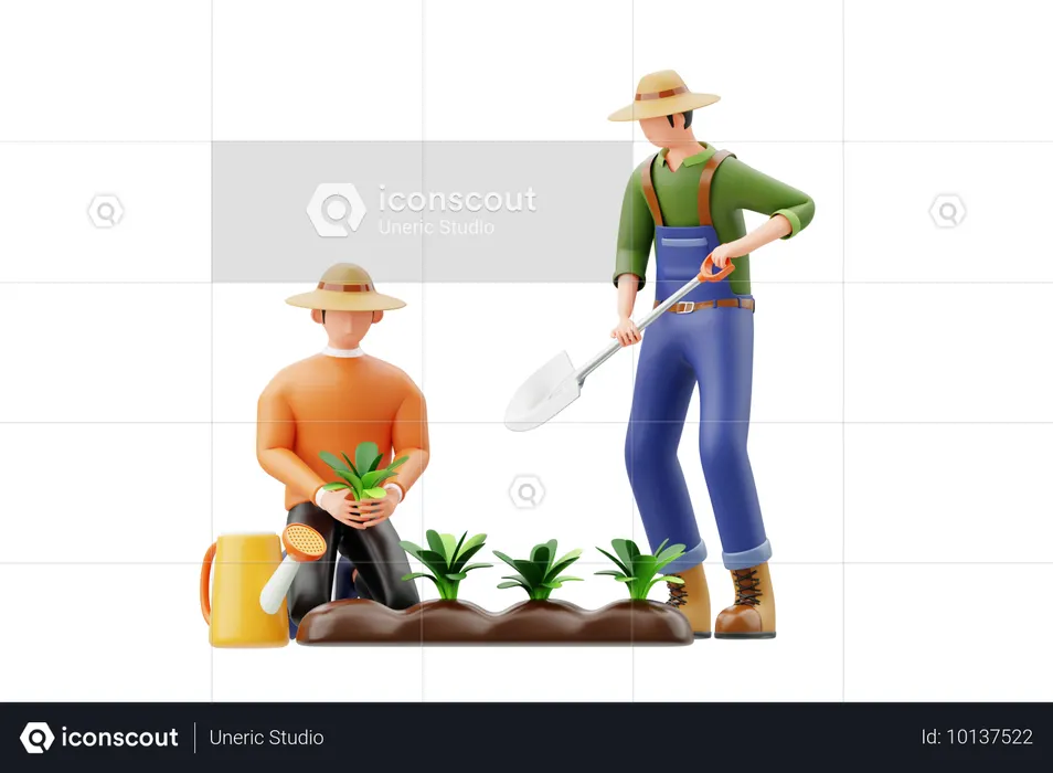 커뮤니티 가든 식물 심기  3D Icon