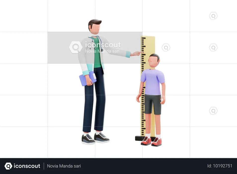 小児科医が子供を診察している  3D Icon