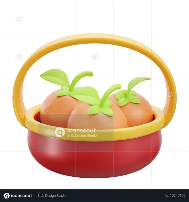 주황색 양동이  3D Icon