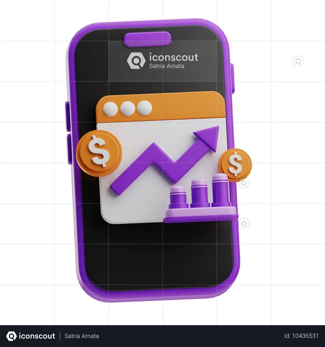 デジタルファイナンスの成長マネー  3D Icon