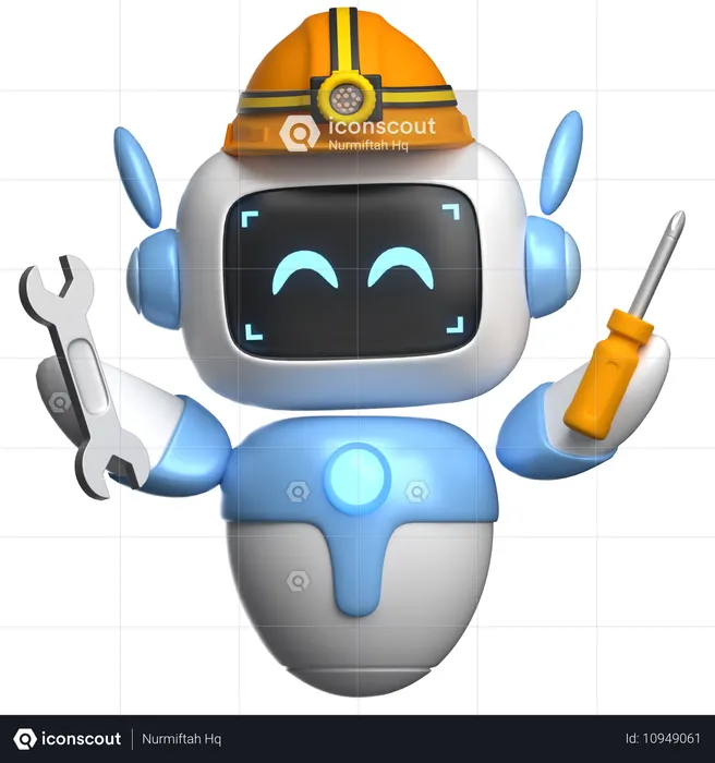 도구를 사용하는 로봇 정비사  3D Icon