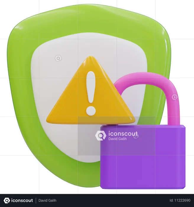 잠금 기능이 있는 데이터 보안 경고  3D Icon