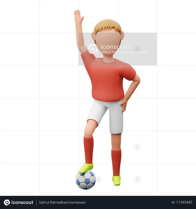 手を振るサッカー選手  3D Icon