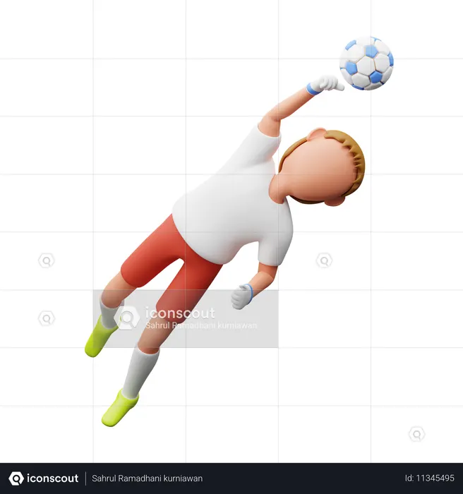 ゴールキーパーがボールを退けた  3D Icon