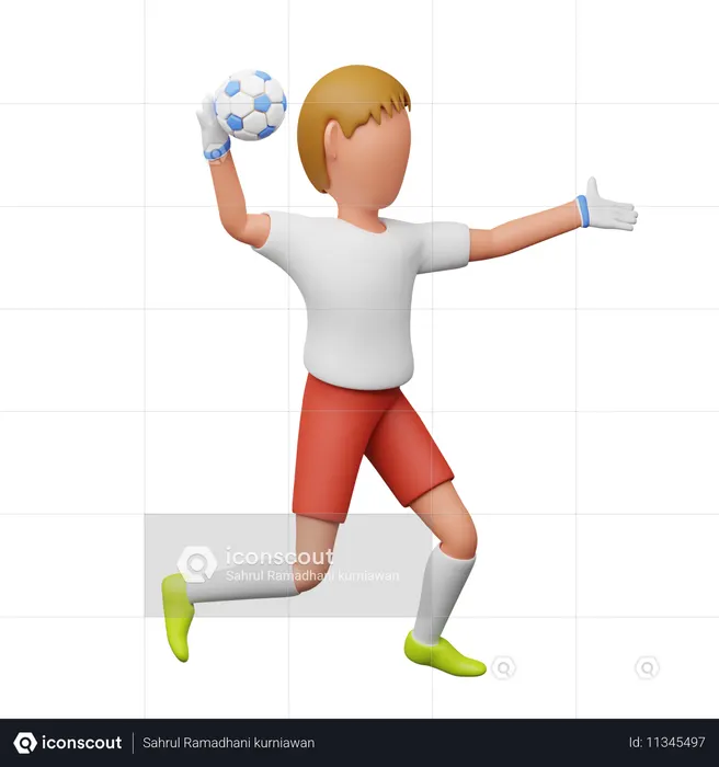ゴールキーパーがボールを投げる  3D Icon