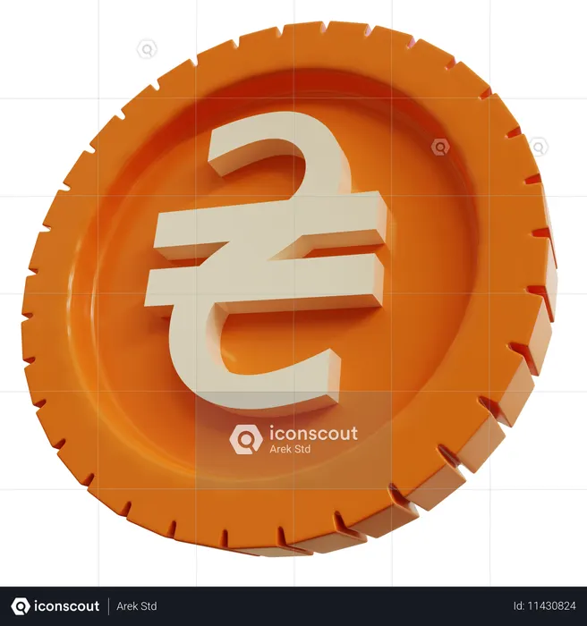 우크라이나 그리브냐 동전 Logo 3D Icon