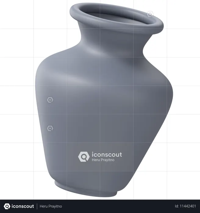 점토 꽃병  3D Icon