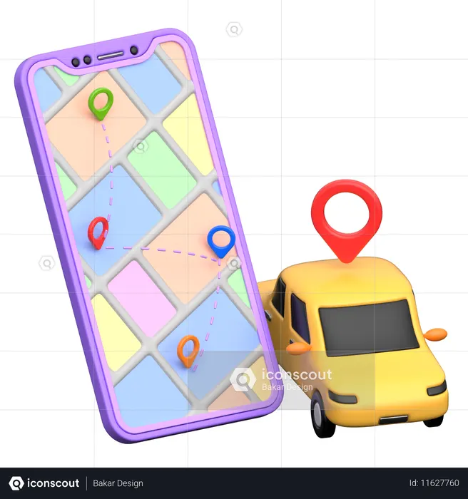 タクシーの追跡と予約  3D Icon