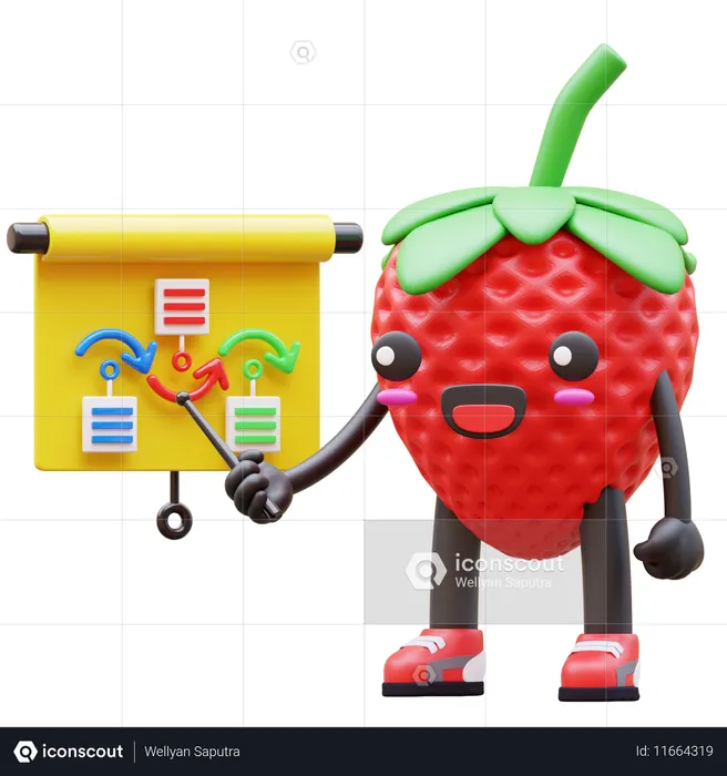 귀여운 딸기로 설명하는 사업 전략  3D Icon