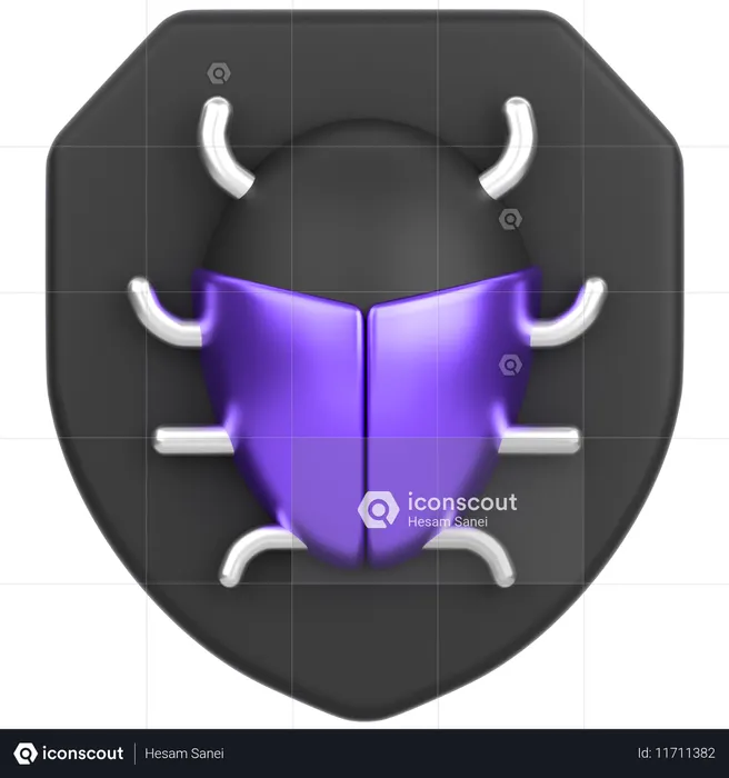 シールド付きバグ  3D Icon