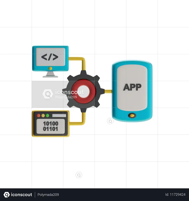 시스템 구성 흐름  3D Icon