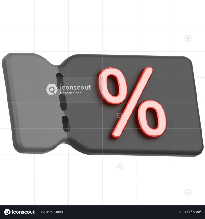 割引券  3D Icon