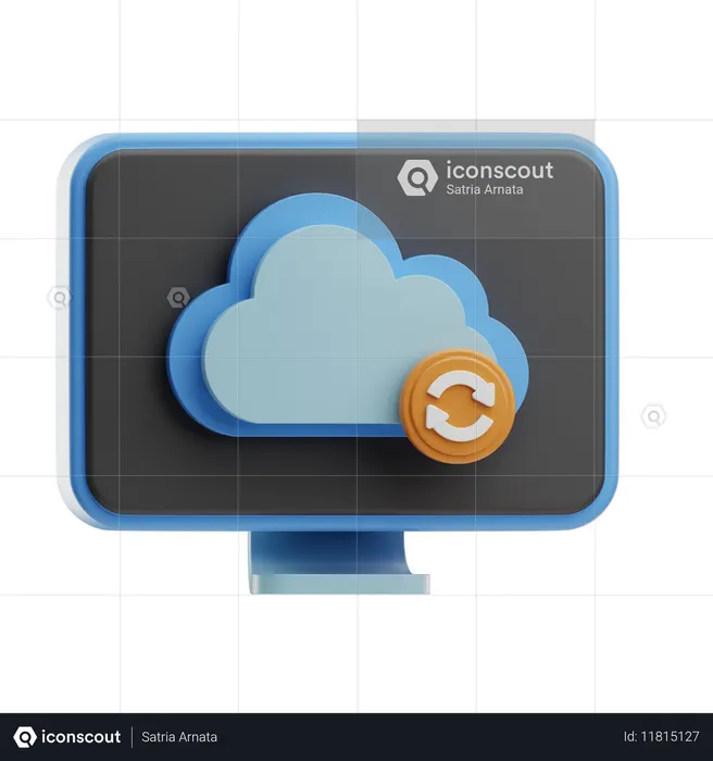 새로 고침 기호가 있는 클라우드 스토리지  3D Icon