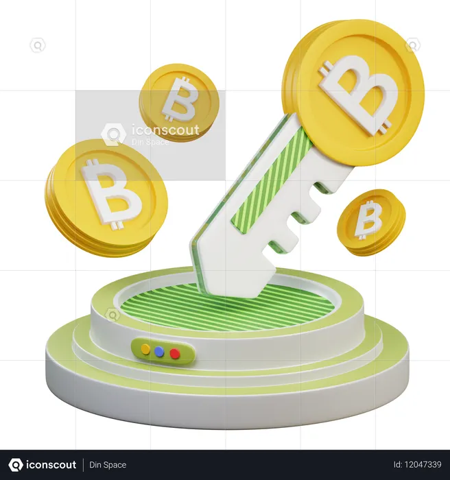 비트코인 키  3D Icon