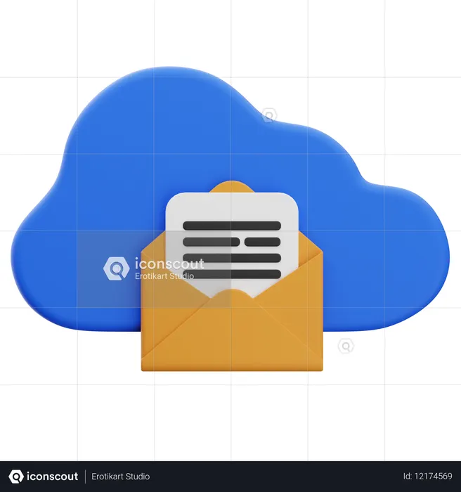 클라우드 이메일  3D Icon