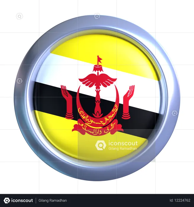ブルネイ国旗の紋章 Flag 3D Icon