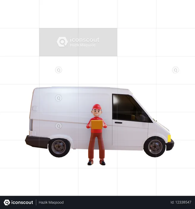 패키지를 운반하는 배달원  3D Icon