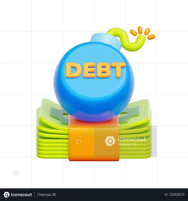 부채 폭탄 금융  3D Icon
