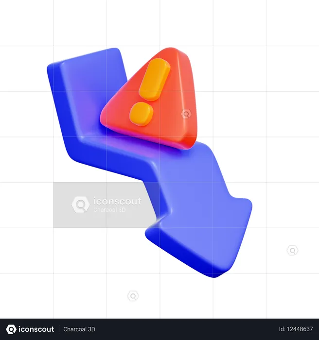 景気後退アラートアイコン  3D Icon
