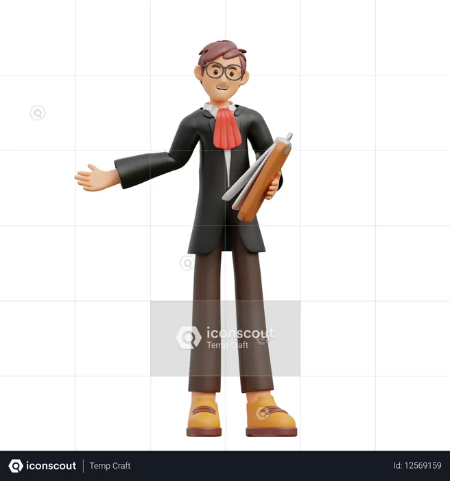 남성 변호사가 준수 문서를 가져옴  3D Icon
