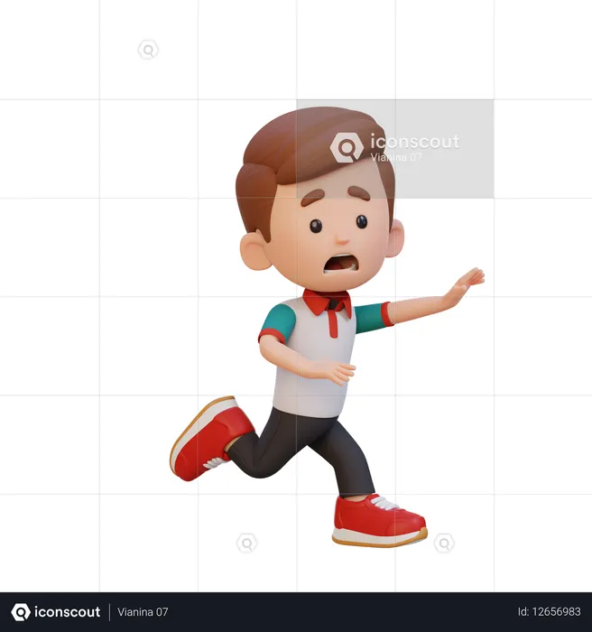 かわいい男の子が走って怖い  3D Icon