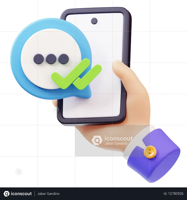 스마트폰을 손에 들고 메시지 읽기  3D Icon