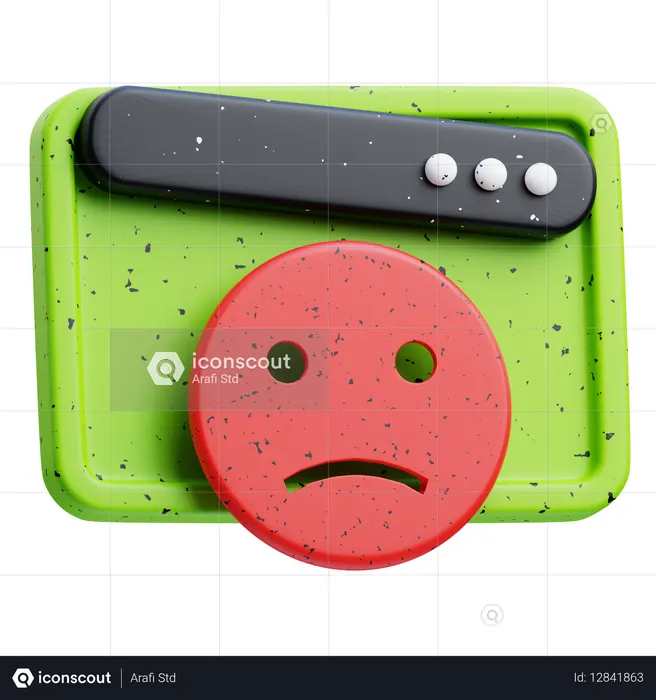 슬픈 얼굴 이모티콘이 있는 페이지  3D Icon