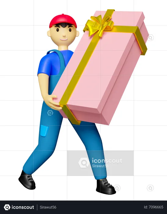 箱を持っている配達員  3D Icon