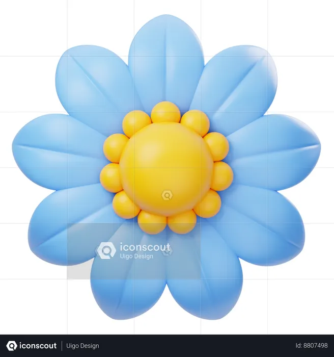 푸른 꽃  3D Icon