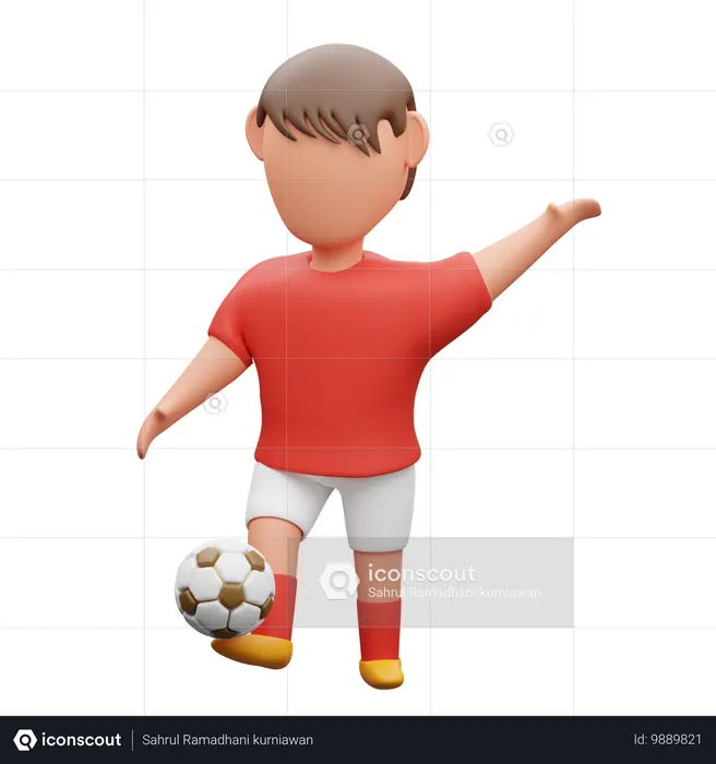 サッカーをする少年  3D Icon